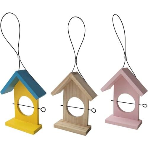 Wooden House Type Outdoor Balcony Villa Hanging Container Wild Bird Feeder Tools Garden Yard Decoration Practical Bird Feeder