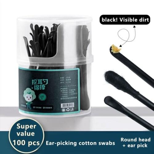 Double-headed Cotton Swabs with Ear Spoons Plastic Curette Ear Pick Cleaner Ear Cleaner Spoon Portable Makeup Nail Art Sticks