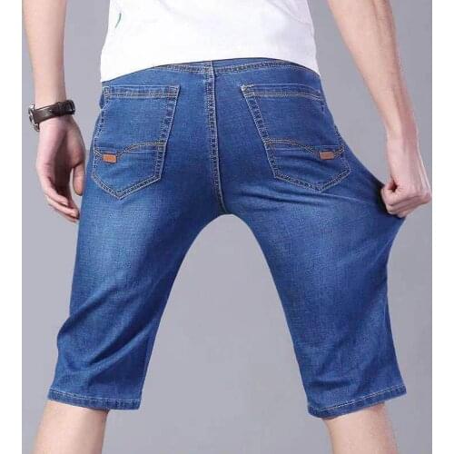 Denim Pants Male Brand Trousers Mens Short Jeans Summer Classic Slim Fit High Quality Jeans 2021