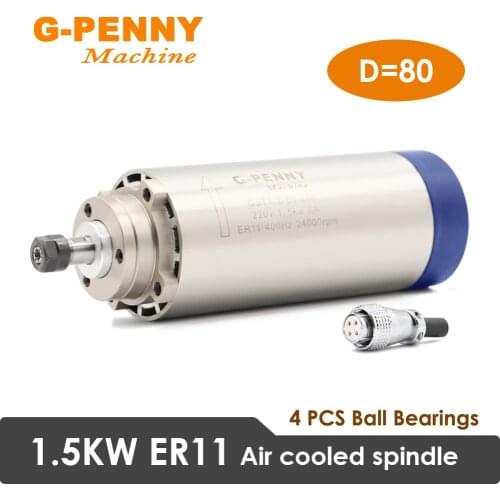 220v / 380v CNC Wood working 1.5kw ER11 80mm air cooled spindle motor 4 pcs bearings 24000rpm air cooling 400Hz spindle motor