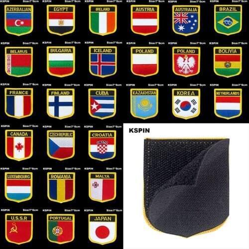 National Flag Patch Hook Loop Azerbaijan Egypt Ireland Austria Iceland Badges Armband 3D Stick on Jacket Backpack Stickers