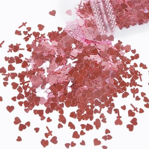 Holographic Cross Mix Love Heart Nail Glitter Flakes Sequins For Nail Art Decorations Paillette Valentines Day Manicure Charms