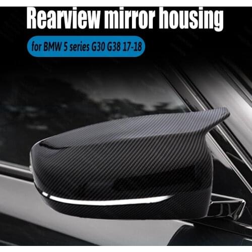 Bright High Quality Side Rearview Mirror Cover Caps Carbon Fiber Pattern LHD Replacement for BMW 5 Series G30 G38 17-18 M Style
