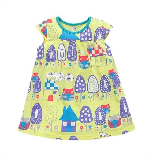 New In Baby Girls Dress Summer Printed Kids Dresses Brand Cotton Baby Girl Clothes High Waist Design Childrens Wear 1-6 Years