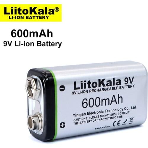 1PCS LiitoKala 600mAh 9V li-ion Battery 6F22 Rechargeable Battery For Microphone Multimeter RC Toys Temperature Gun