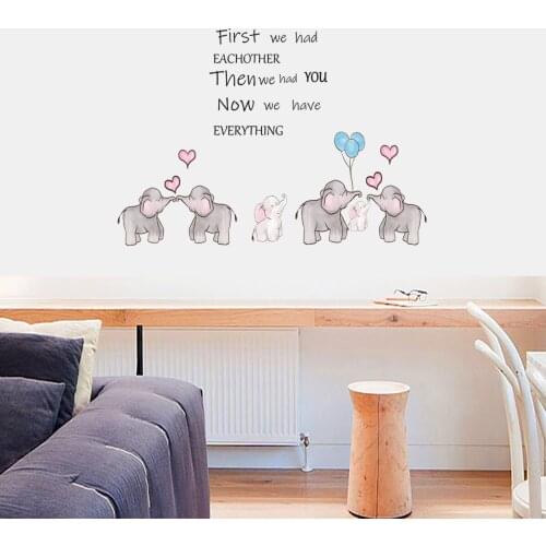 Love Each Other Elephant Balloon English Wall Sticker for Childrens Room Bedroom Creative Wall Sticker Let Love Fill Life