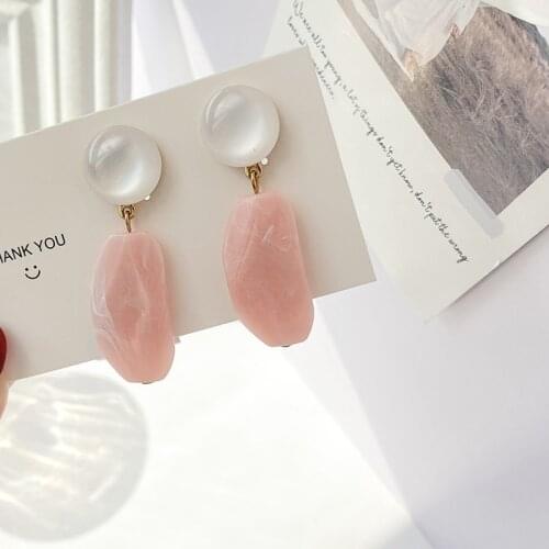 Sweet Pink Earrings No Hole Ear Clips Geometric Acrylic Clip Earring Without Piercing Minimalist Earrings Jewelry CE606