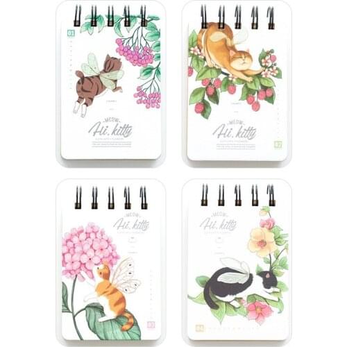 Cute Cartoon Cat Coil Daily Memos Notebook Mini Pocket Book Planner School Supplies Gift