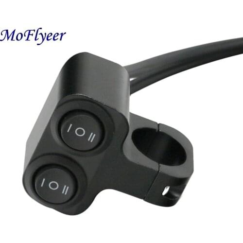 MoFlyeer 22mm Aluminum Alloy Motorcycle Handlebar Control Switch Button Motorbike Headlight Hazard Brake Fog Light Switches