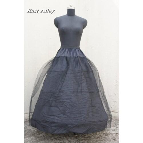Stock Normal Size Black 3 Hoop Petticoat A-Line Wedding Gown Crinoline Womens Underskirt Full Slip