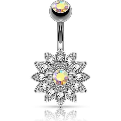 Sexy Women Crystal Belly Piercing Belly Button Rose Gold Barbell Earrings Surgical Steel Navel Belly Button Rings Body Jewelry