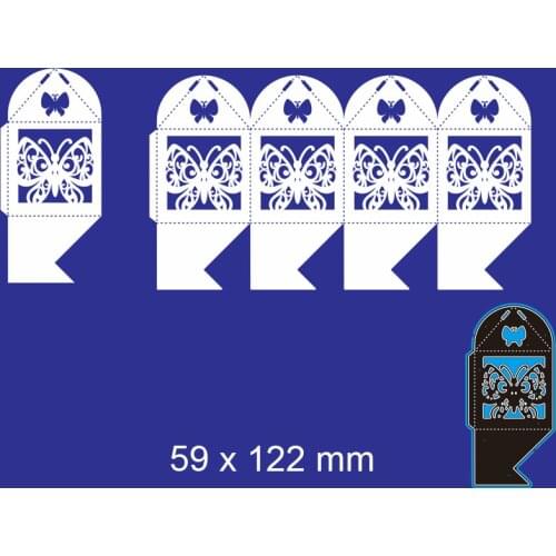 Cutting Dies Butterfly Box New Metal DIY Album Paper Craft Embossing Stencil Greeting Card Decoration 59*122mm
