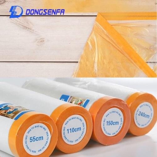 1.8/2.4/2.8*12M Masking Paper Spraying Transparent Plastic Film Disposable Dustproof Film For Furniture And Automobile Painting