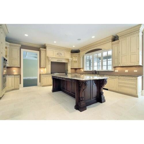 Luxury wood kitchen furniture with crown molding for Montreal Canada 100% customized