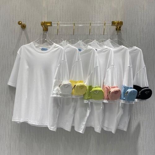 2021 Luxury Italian Designer Streetwear Casual Oversize Nylon Pocket Decorated T-shirt