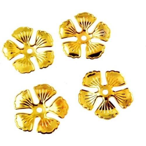 Free shipping 30Pcs Gold tone Flower Wraps Connectors Metal Crafts Decoration DIY Findings Connectors 36x36mm