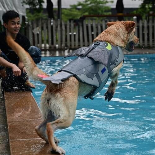 Pet Dog Life Jacket Dogs Swimming Safety Clothes Funny Fly Dragon Cosplay Puppy Costumes Summer Pets Swim Supplies