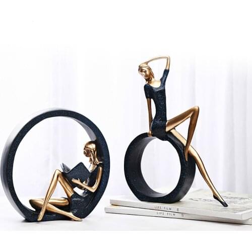 Resin Yoga Girl Statue Nordic Figurines Creative Crafts Sculpture Living Room TV Cabinet Home Decoration Ornaments Statue