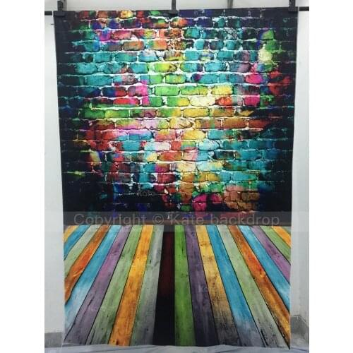 VinylBDS 10X10FT Colorful Brick Photography Backdrop Children Photo Background Floor Wooden Studio Backgrounds