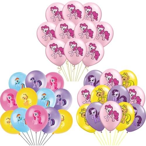 10/12pcs Little Pony Balloons 12inch Rainbow Pink Horse Latex Ballons Birthday Cartoon Animal Party Baby Shower Girl Decoration