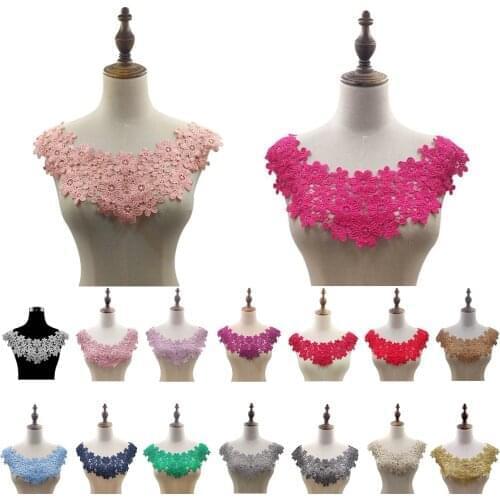 Floral Lace Embroidered Neckline DIY Collar Trim Clothes Sewing Applique Patch
