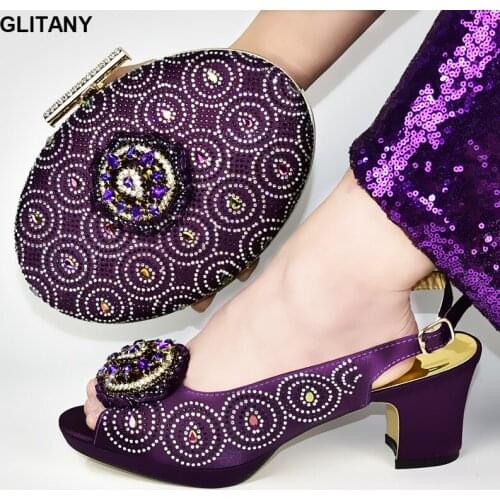 New Arrival Woman Sandals 2020 Summer Italian Shoes with Matching Bags High Quality Buckle Strap Decorated with Rhinestone PU