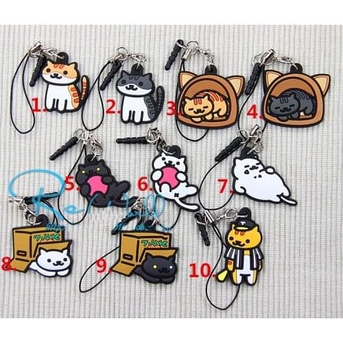 1pcs Keychain Anime Comic Animals Nekono Kyuujitsu Neko Atsume Pets Rubber Keychain Portachiavi keyring keychain Bag pendant