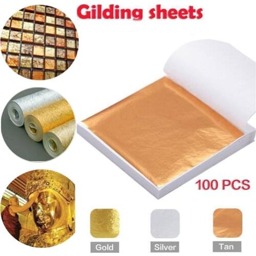 100pcs/set 9*9m Art Craft Paper Imitation Gold Sliver Copper Leaf Foil Paper Gilding Art Accessories DIY Craft Paper Decoration