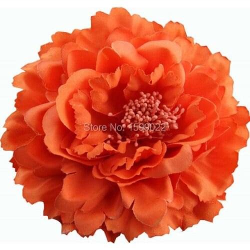 12pcs/lot Holiday Large Fake Flower Hair Clips Orange Bohemian Dress Costume Head Accessories Woman Headwear Fabric Brooch Pin