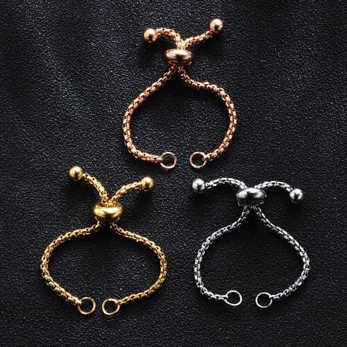 2Pcs/Lot 4.5cm/5cm Length Adjustable Stainless Steel Box Chain Slider/Slide Extender Chain For DIY Ring Making 1.8mm Thickness