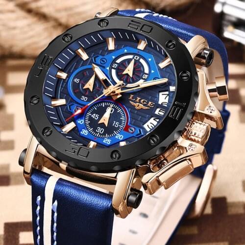 2020 LIGE New Mens Watches Top Brand Luxury Big Dial Military Quartz Watch Leather Waterproof Sports Watch Men Relogio Masculino