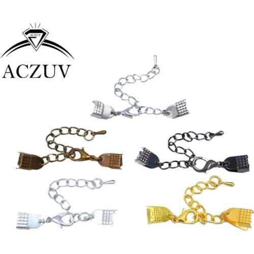 500PCS/lot Jewelry End Caps Leather Cord Ends Wax Cotton Rope Clips Bracelet Necklace Snake Buckle Loster Clasp Extender Chain