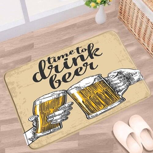 Abstract Creative Cartoon Bath Mat Text Pattern Non-slip Rugs Flannel Home Decor Bathroom Kitchen Bedroom Entrance Aisle Carpet