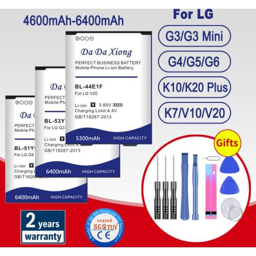 Battery for LG G5 G6 G4 G3 mini K10 V20 Batteries BL-44E1F BL-51YF BL-53YH BL-42D1F BL-54SH BL-T32 BL-45A1H BL-42D1F Free Tool
