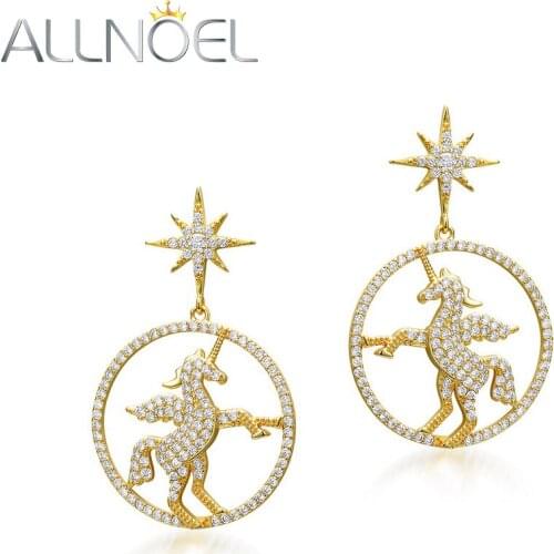 ALLNOEL Brass Earrings For Women Zircon Round Animal Hip Hop Earrings 2021 Trend Anniversa Fashionry Fine Jewelry New Gift