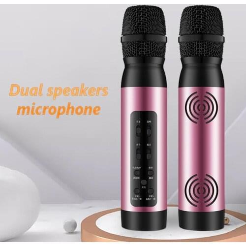Wireless Bluetooth Phone Condenser Microphone Dual Speaker Recording Karaoke Mic