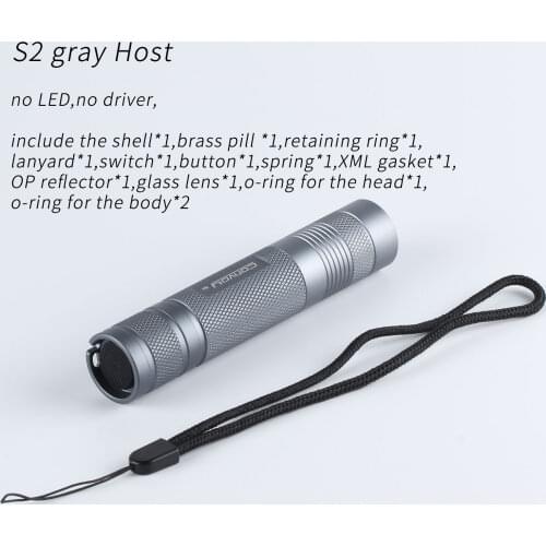 Convoy S2 flashlight host ,include OP reflector,pill,head O ring,glass,spring,lanyard