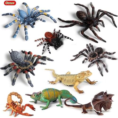 Oenux Classic Insect Animals Action Figures Simulation PVC Lizard Bee Butterfly Spider Mantis Figurines Model Education Kids Toy