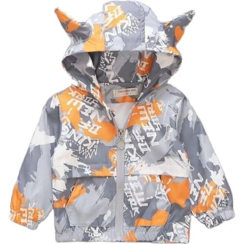 Spring Autumn Fashion Children Outerwear Sport Coat Breathable Boy Hooded Windproof Jacket Kids Clothes For Baby 1-5 years