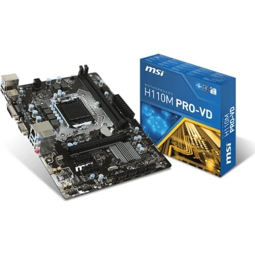 LGA 1151 MSI H110M PRO-VD Motherboard DDR4 32GB DVI USB3.0 DDR4 2133MHz Desktop Intel H110 Placa-Mãe 1151 brand Used