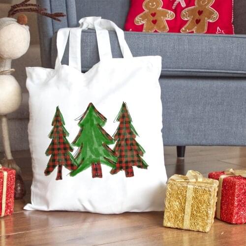 Merry Christmas Women Reusable Shopping Canvas Bag Fashion Large Capacity Eco Shoulder Bag Female Shopper Bag Xmas Gift Handbag