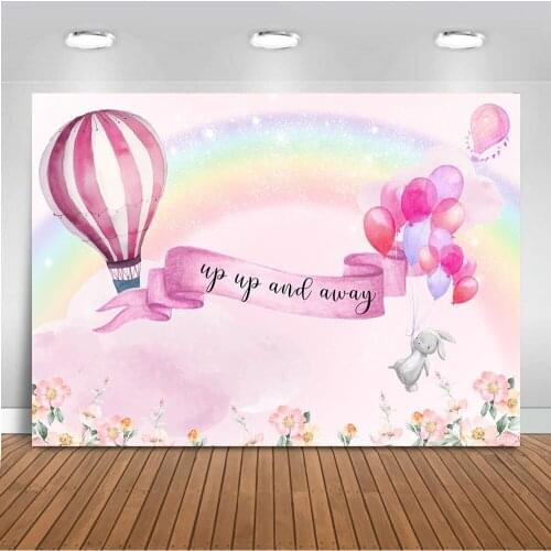MOCSIKA Hot Air Balloon Backdrop Rainbow Newborn Design Background for Photo Studio Baby Shower Up Away Backdrops Party Decor