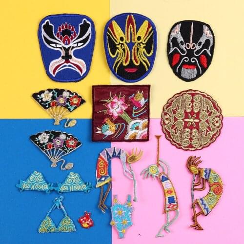 Cartoon national style Peking Opera Face Patches for Clothing Appliques National characteristics of East Africa Accessories