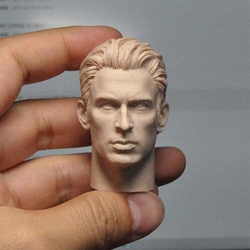 Unpainted 1/6 Scale Short Hair II Captain Chris Evans Head Sculpt Model For 12'' Action Figure Dolls Painting Exercise No.308