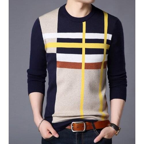 2021 New Fashion Sweater For Mens Pullover O-Neck Slim Fit Jumpers Knitred Woolen Winter Korean Style Casual Mens Clothes