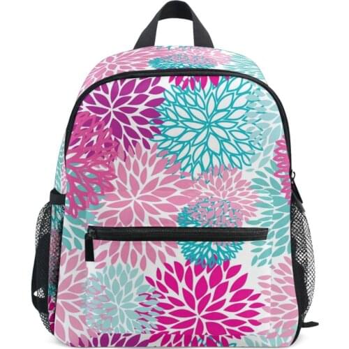 New Cute Kids Kindergarten Backpack Printed Children School Bags Dahlia Pattern Child Bookbags Daily Rucksack Start School Gift