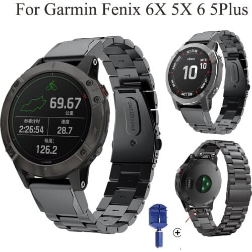26 22 20MM Watchband Wrist Metal Straps For Garmin Fenix 6XPro 6 6S 5X 5 5S 3HR Easyfit Quick Release Stainless Steel Bracelet
