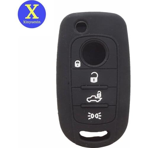Xinyuexin Silicone Rubber Car Key Cover Fit for FIAT Toro 500X Nuovo Grazie 4 Button Key Case Folding Flip Key Car Styling