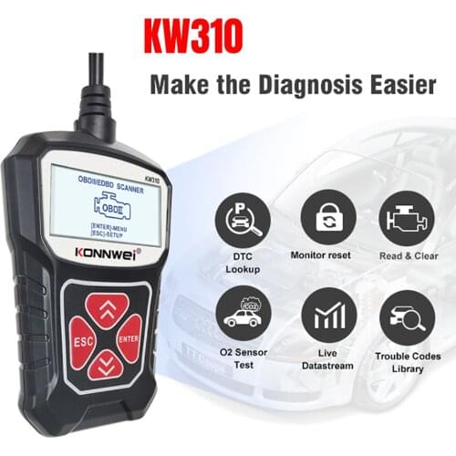 KW310 OBD2 Scanner Auto OBD2 Code Reader Car Diagnostic Tool OBD II Automotive Scanner Car Test Tools Russian Language PK ELM327