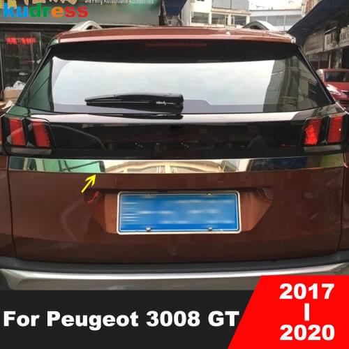 For Peugeot 3008 GT 2017 2018 2019 2020 Stainless Steel Rear Trunk Lid Cover Trim Tailgate Molding Strip Car Styling Accessories